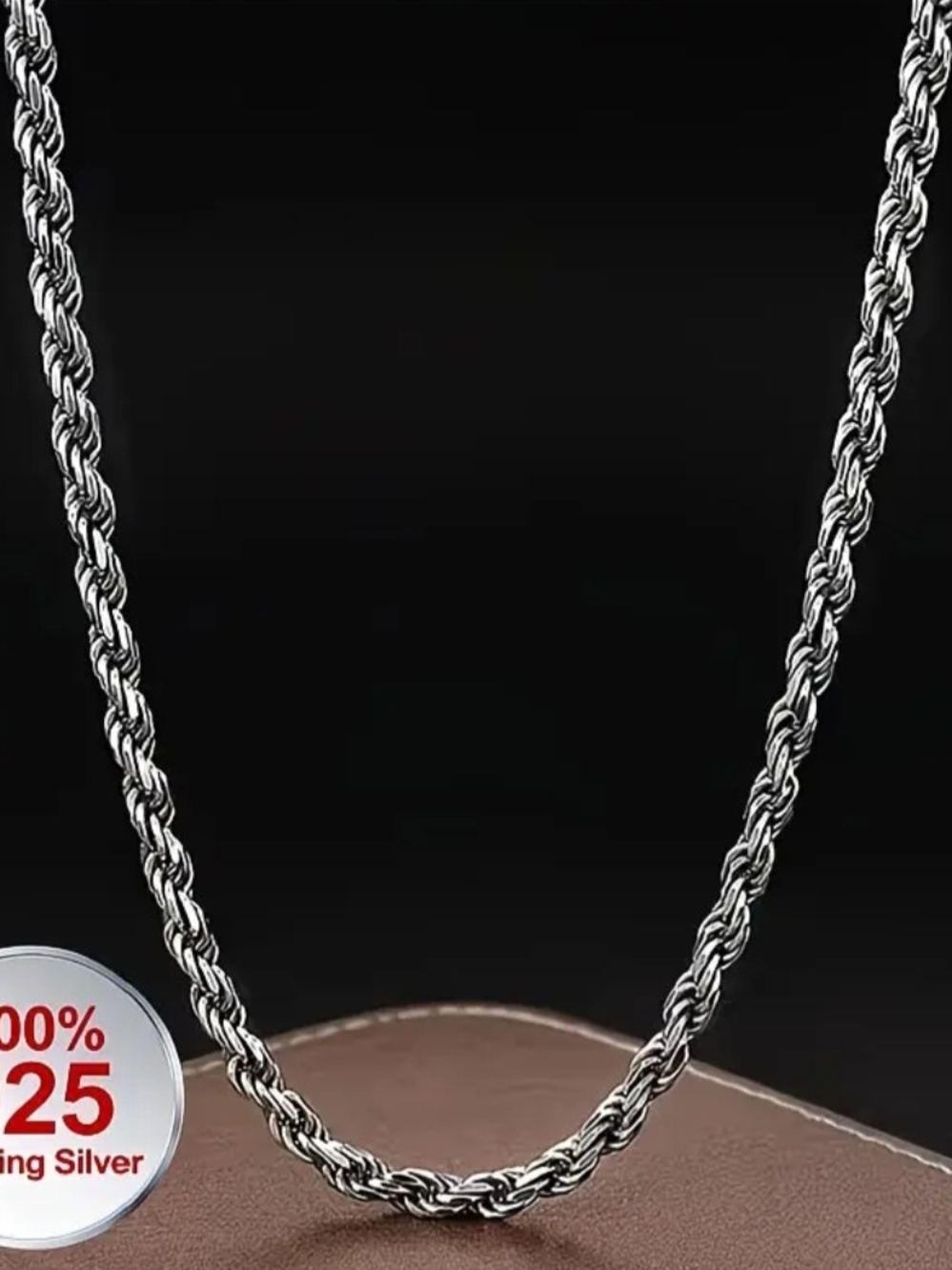 925 Sterling Silver Twisted Rope Chain Necklace | Minimalist Hip-Hop Design
